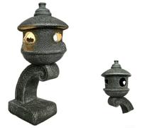 Outdoor Solar Pagoda Light Decorative Resin Lantern Landscape Feature Warm LED Glow Yard Ornament 15x15x25cm(Auspicious Clouds)