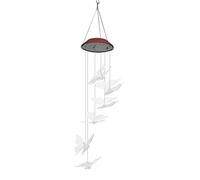 Outdoor Solar Panel LED Butterfly Wind Chimes Light, Solar Wind Chimes Lamp with Auto On/Off Sensor, Decorative Garden Hanging Light for Patio Lawn Fence (transparent butterfly)