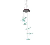 Outdoor Solar Panel LED Dragonfly Wind Chimes Light, Solar Powered Garden Decor Lamp with Color Changing LEDs, Weather Resistant for Patio Porch Lawn (Green Dragonfly)