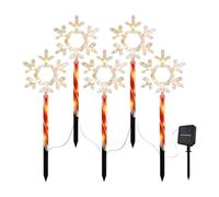 Outdoor Solar Path Lighting - 18.11x4.33 inch 5 Pack Snowflake LED Stake Lights, Waterproof Garden Walkway Lights for Holiday Decoration, Fest