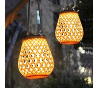 Outdoor Solar Portable Light Imitation Bamboo Weaving Solar Light Atmosphere Lantern Light Solar Lighting Garden Decorative Light for Lawn,Courtyard