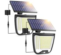 Outdoor Solar Powered Security Lights: 288 LED Solar Outdoor Garden Flood Light 3 Motion Sensor Mode Outside Solar Panel Floodlight 270° Lighting IP65 Waterproof for Garden Shed Yard Porch 2 Pack