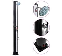 Outdoor Solar Shower Black 16x220cm PVC Aluminium Brass 40L Head & Foot Gardens