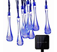 Outdoor Solar String Lights, 50 LED Water Drop Solar Powered Waterproof Fairy Decorative Lighting for Garden, Patio, Yard, Parties, Christmas Tree(Blue)