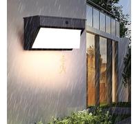 Outdoor Solar Wall Light with Motion Sensor Wall Lamp Black Waterproof IP65 Wall Sconce Rechargeable LED Modern Rectangle Garden Decoration for Front Door Yard Garage