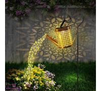 Outdoor Solar Watering Can Garden Light With Led Cascade Effect & Stake