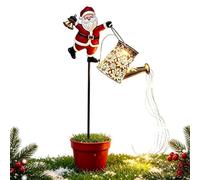 Outdoor Solar Watering Can Santa Watering Can Lawn Decor with Stake