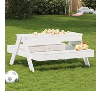 Outdoor Solid Pine nic Table with Sandbox White Wooden Kids Table for Garden and Playtime Activities
