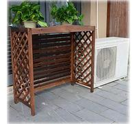 Outdoor Solid Wood Air Conditioner CoverLouvered Central Unit Protector WallMounted Plant Storage Rack Weatherproof Design Garden Decor for Air Conditioning Units