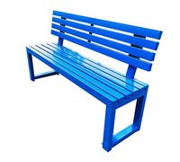 Outdoor Solid Wood Garden Bench - 120x40x85cm with Cast Iron Legs Wooden Slats Ideal for Patio Terrace & Yard Seating Slish Blue h
