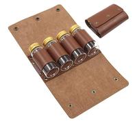 Outdoor Spice Organizer Pouch - Pu Leather Spice Kit with 4 Spice Bottles for BBQ, Hiking & Picnics