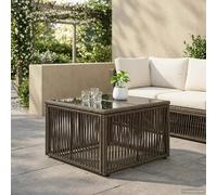 Outdoor Square Garden Table Grey/Black 55x55x37cm PE Rattan & Glass UV-Resistant
