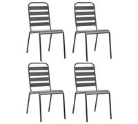 Outdoor Stacking Dining Chairs Slatted Patio Seat Garden Chair Steel vidaXL