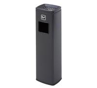 Outdoor Stainless Steel Ashtray with Trash BinFree Standing Large Capacity Cigarette Butt Collector Easy Clean Removable Rubbish Bin Side Open Design (Black)