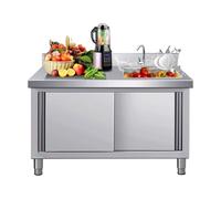Outdoor Stainless Steel Freestanding Kitchen Sink with Workbench, Storage, Cabinet and Faucet for Laundry Use