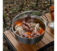 Outdoor stainless steel steamer pot for rice and noodle soups with steam lock lid and dent resistant design, for self driving tour cooking needs