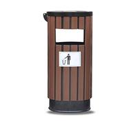 Outdoor Stainless Steel Trash Cans2Pack Large Capacity Recycling Bins for Residential Use Durable Wooden Design Ideal for Yard Waste and Garden Cleanup