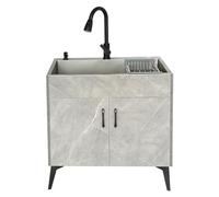 Outdoor Stainless Steel Utility Sink with Cabinet, Free Standing Catering Commercial Sink for Kitchen, Bathroom, Restaurant, Farmhouse, Laundry (Color: Light)