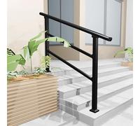 Outdoor Stair Handrail for 2 or 4 Steps, Adjustable Galvanised Steel Railing with Installation Kit, Durable Hand Rails for Front Porch