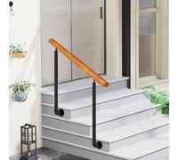 Outdoor Stair Handrail Kit - Adjustable for 1-3 Steps Porch Railing Accessories Metal Wrought Iron Transition Handra & Stylish Safety Solution for Stairs.