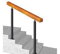 Outdoor Stair ils - Wood & Wrought Iron Railing for 1-5 Steps 60-150 cm Adjustable Entrance il for Safety & Stability at Home