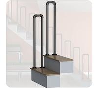 Outdoor Stair Railing 35-100 cm, 1 Step, Black Wrought Iron, Transitional Style, Includes Installation Kit, Durable & Stylish Safety Solution