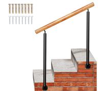 Outdoor Stair Railing Adjustable Side Mount Porch Hand Rail Fits for 2-5 Steps Wooden Transitional Staircase Handrail with Installation Kit for Concrete Brick(Height 95cm,80cm/32in