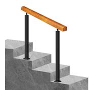 Outdoor Stair Railing Grab Bar, Floor Mounted Safety Handrail for Concrete or Wooden Steps, Transitional Design Fits 1 to 3 Steps