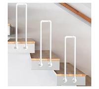 Outdoor Stair Railing Handrail - Durable Side Mount U-Shaped Wrought Iron Safety Fence for Decks - White 100cm (39") - Perfect for Home Safety and Support