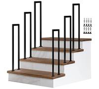 Outdoor Stair Railing Handrail - U Style Wrought Iron Safety Fence, Japanese Style Vertical Deck Railing, Attic Staircase Handrail, Elderly Children's Guardrail，Black 3.2Ft
