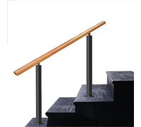 Outdoor Stair Railing Wrought Iron & Wood Handrail for 1 3 Steps Perfect for Concrete & Porch Steps 90cm Height 100cm Length Elegant Svart Finish