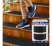 Outdoor Stair Treads Non Slip - 30" x 8" - 8-Pack Waterproof 80-Grit Grip Strips for Wooden Steps - Anti Slip & Anti Skid Step Treads - by STEPCORE