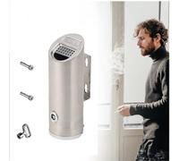 Outdoor Standing Ashtray,Wall MountedSmoking Receptacles, Commercial Cigarette Bin, Cylinder Ashtray Heavy Duty Stainless Steel Weatherproof Lockable Smoke Ash Tray