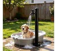 Outdoor Standing Water Dispenser Column with Tap and Hose Connector, Vertical Hydrant for Garden Faucet, Metal Spigot for Water Fountain Use
