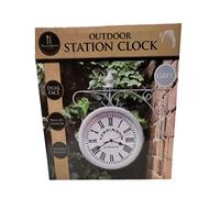Outdoor Station Clock Dual Face Weather Resistant 25cm Classic Traditional - Grey