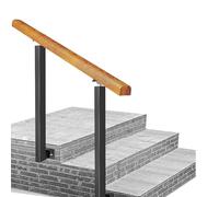 Outdoor Step Handrail - Wooden Hand Rails for 2 or 3 Steps with Adjustable Angle Brackets - Includes Wall Fittings for Home Garden Decking