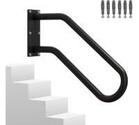 Outdoor Step Handrails WallMounted UShaped Stair Railing for 13 Steps Safe Support for Kids Elderly Pregnant Women DisabledBlack (1 Piece)