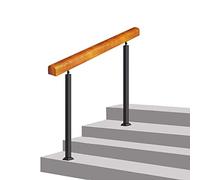 Outdoor Step ils for 15 Steps Wood & Wrought Iron Front Porch Metal Railing with 2 Posts (37.4" Height, Adjustable Length)