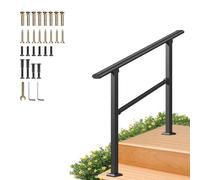 Outdoor Step Stair Handrails | Adjustable Galvanized Steel Hand Rails Fit 1 to 2 Steps with Installation Kit | Safety Non-Slip Porch Transitional Handrail Guardrail(A,80cm/32inch)