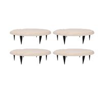 Outdoor Step Stones Decorative Polypropylene Resin Stepping Stones with Ground Stakes for Lawn Garden Pathway Set of 4 Round 39.9cm Diameter (Beige)