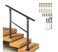 Outdoor Steps Stair Handrail, Floor Mounted Porch Railing Transitional Handrails Fits 1 to 3 Steps, Corridor Safety Non-Slip Support Guardrail with Installation Kit(B,60cm/24inch)