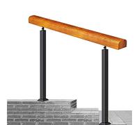 Outdoor Steps with 1.5 Risers Wooden & Wrought Iron Handrail Metal Porch Railing 85 cm Height Dimensions: 140 cm/55 inches Durable & Stylish for Indoor/Outdoor Use