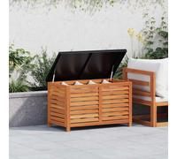 Outdoor Storage Bench Eucalyptus Wood with Black Metal Top 90x48x55 cm for Patio