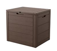 Outdoor Storage Box, 35 Gallon Deck Box, 132 Litre Waterproof Resin Storage Bin for Patio Cushions, Gardening Tools, Accessories, Lockable, UV Resistant Garden Chest Utility Handles Lid (Brown)