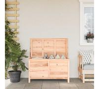 Outdoor storage box Natural 99x50x56.5cm Solid fir wood cushion chest ventilated