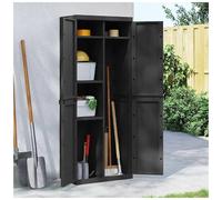 Outdoor Storage Cabinet Black 65x37x165 cm Polypropylene Weatherproof Lockable.