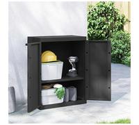 Outdoor Storage Cabinet Black PP 65x37x85 cm Lockable Adjustable Shelf For Patio