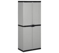 Outdoor Storage Cabinet Grey/Black PVC PP 68x40x168 cm 3-Shelf Compact Lockable