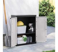 (grey and black, 65 x 37 x 85 cm) vidaXL Outdoor Storage Cabinet Terrace Patio Garden Cabinet Tool Cupboard PP