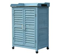 Outdoor Storage Cabinets Garden Wooden Cabinets Garden Tool Sheds Sundries Storage Cabinet Rain And Sun Protection (Color : Blue, Size : 66x43x95cm)